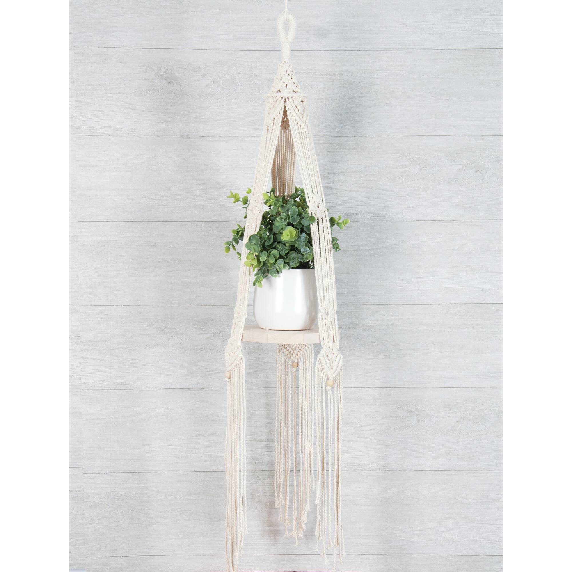 Solid Oak Make-ramé™ Bohemian Round Hanging Shelf Macramé Kit
